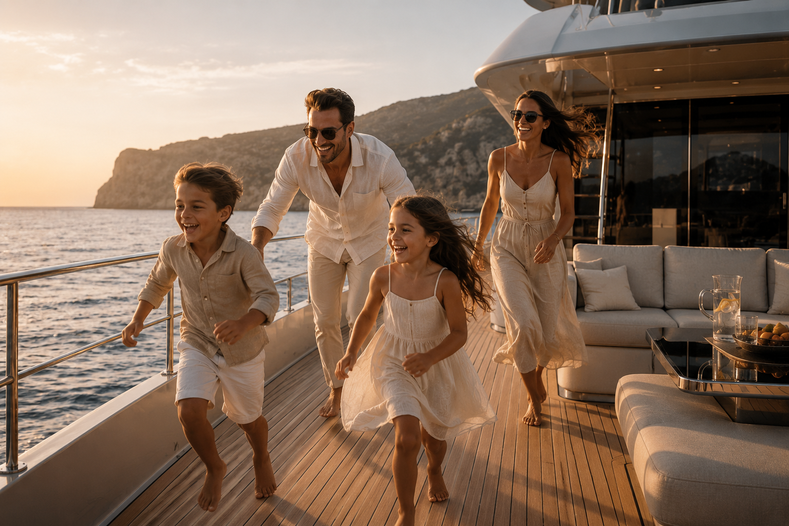 Couple on a yacht at sunset